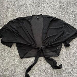 Windsor Sheer Black Tie-Front Top